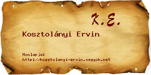 Kosztolányi Ervin névjegykártya