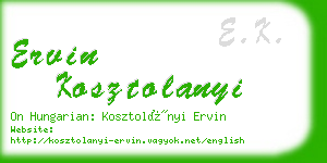 ervin kosztolanyi business card